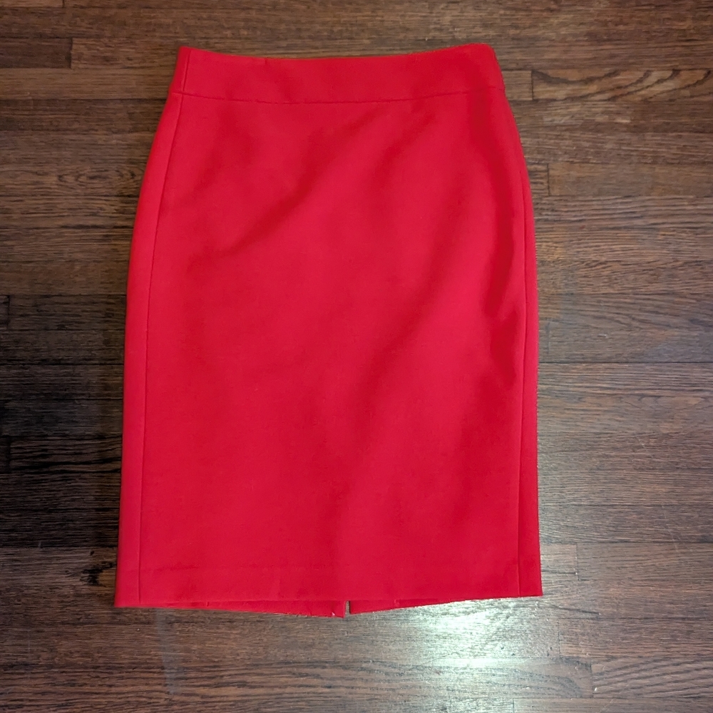 Red Size 2 Ann Taylor Pencil Skirt